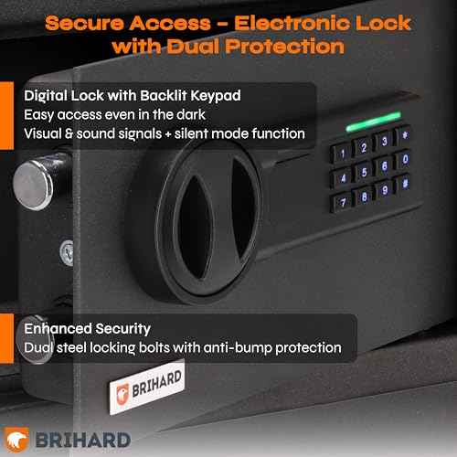 Home Electronic Safe 7.87"H x 12.2"W x 7.87"D, Money & Jewellery Lockable Box 0.39 Cubic Feet, Compact SafetyBox with Digital Keypad Lock LED Screen, Mini Safe Box for Home