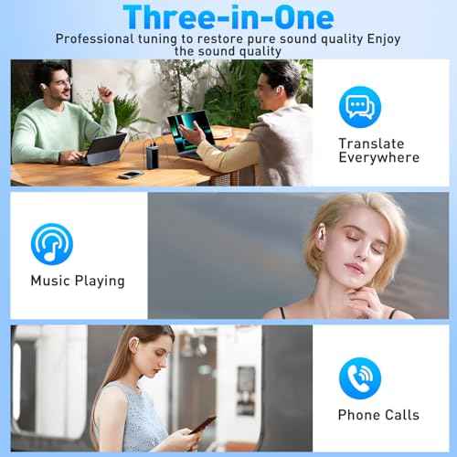 AI Translation Earbuds Real Time,140+Language Translator Earbuds,Easy to Operate,Wireless Bluetooth Translation Earbuds,Long Battery Life,Compatible with iOS&Android(Pink)