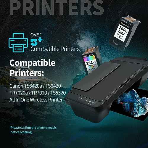 JINTUM 260 and 261 Ink Cartridge Compatible with Canon 260XL and 261XL Ink Cartridges for Canon TS6420a TS6420 TR7020a TR7020 TS5320 Printer Ink (1 Black, 1 Tri-Color)