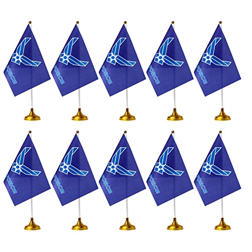 USA Air Force Desk Flag - Mini American Military Table Flag with Stand