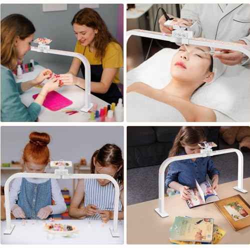 Nail Tech Lamp for Desk, Large Half Moon Light Touch Control with Phone Holder, 29 in 48W Brightness Adjustable Lash ARC Light for Manicure, Tattoo, Spa, Salon, 3000K-6000K LED Manicure Lamp (White)
