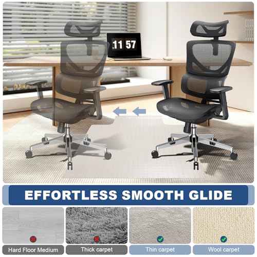 Oroonoko Heavy-Duty Chair Mat for Carpets Extra Thick Office Chair Mat for Desk & Rolling Chairs 48 x 36 Inch Non-Slip Low-Pile Carpet Protector Mat with Grip Spikes Floor Mat for Home Office & Studio