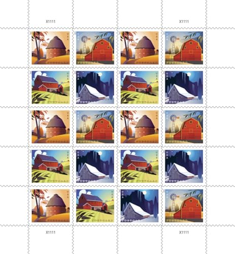 US Postal Service Barn Postcard Forever Stamps 2 Sheets of 20 - 40 American History Wedding Anniversary