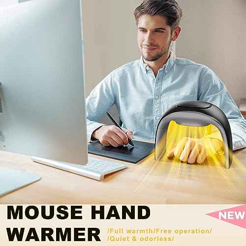 Desk Mouse Pad Hand Warmer Super Quiet, 110v 100w Heated Mouse Pad Hand Warmer, Personal Desk Heater Energy Efficient Ceramic Office with Thermostat Low Wattage - Black
