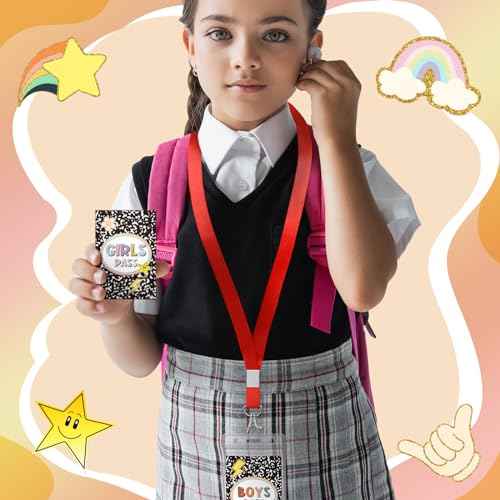 8 Pcs PVC Hall Pass for Classroom Composition Classroom Decor Unbreakable Hall Passes Lanyards Teachers Supplies Restroom, Library, Office, Elementary Cool for School Theme
