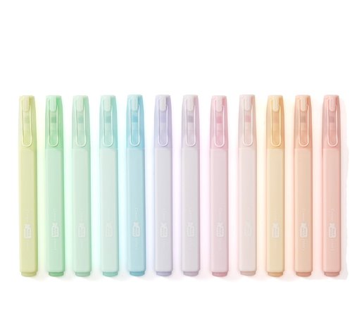 Ouksma Pastel Highlighters Set, 12 Soft Pastel Colors – No Bleed, Quick-Dry Chisel Tip Highlighter Pens for Bible, Journals, Planners, Notes & Books