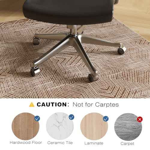 Office Chair Mat for Hardwood & Tile Floor, 60" x 75" Large Chair Mat for Rolling Chairs, Anti-Slip Under Desk Rug Floor Protector for Home Office, Washable Area Rug for Living Room, Brown