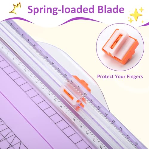 Purple A4 Paper Cutter 12 Inch Trimmer with 2 Replacement Blades & Safety Guard