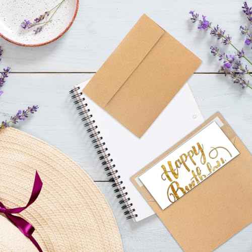 50Packs A4 Kraft Envelopes 4x 6 Inch Card Envelopes,Self Seal for Weddings, Greeting Cards£¬Mailing£¬ Invitations, Photos, Postcards