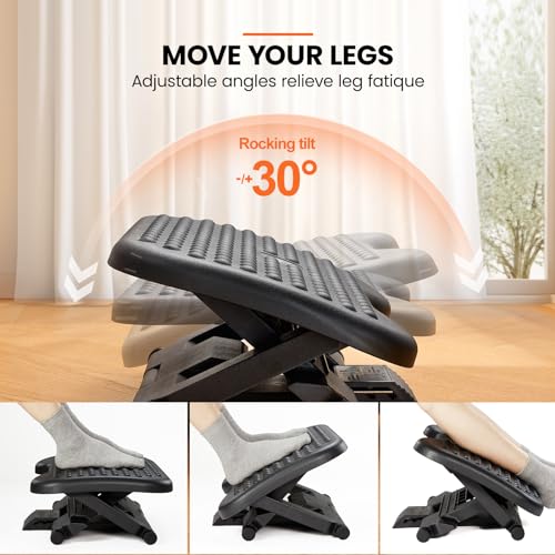 ErGear Under Desk Footrest, Adjustable Foot Rest with 3 Height Settings and 30-Degree Angle, Ergonomic Desk Foot Rest with Massage Texture, Foot and Leg Rest for Home & Office