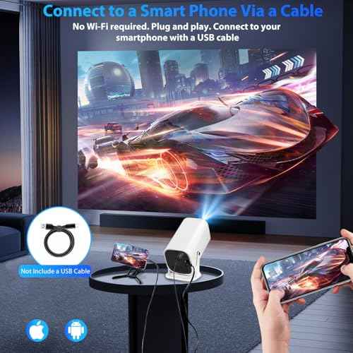 Mini Projector for iPhone, 1080P Small Projector (Built-in Bluetooth 5.3 And Speaker), Supports 4K, 210¡Æ Rotatable, Home Video Projector, Compatible With Smartphone/TV Stick/PS5/Computer/HDMI/USB