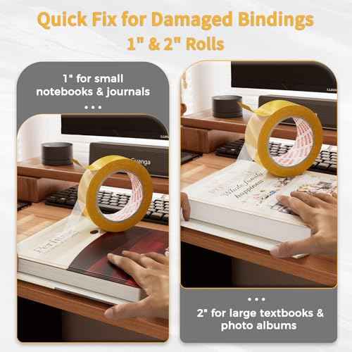 SWRT Double Sided Fabric Tape, 1" & 2" x 33FT Combo Roll, Heavy Duty Clear Tape with Strong Adhesion, No Residue, for Carpet, Fabric, Clothes, Crafts, Book, Outdoor & Indoor Use