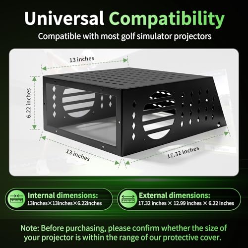 Golf Simulator Projector Enclosure with Cooling Fan & HD Acrylic Panel
