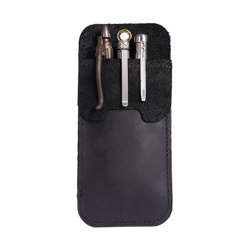 VIPERADE PJ22 Pocket Protector, Double Storage Pocket Protectors for Men, Pencils, Tools and Cards, Leather Pen Holder Organizer, Pen Pocket Protector for Shirts, Lab Coats, Pants, Pen Sleeve(Black)