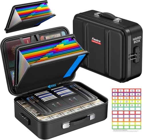 Fieetra Black Fireproof Document Safe Box with Lock, Portable Home Office Organizer