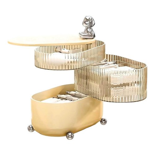 DAZZLEREE 3-Tier 360° Rotating Desk Organizer Caddy with Removable Compartments | Hair Accessories Organizer, Makeup Organizer Countertop, Jewelry Storage, Cable Storage for Office, School & Home