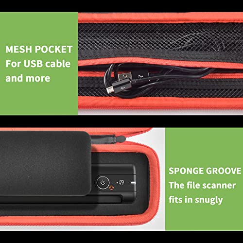 ALKOO Black Portable Scanner Case for Epson ES-50/60W/55R - Water-Resistant, Shockproof, Organizer