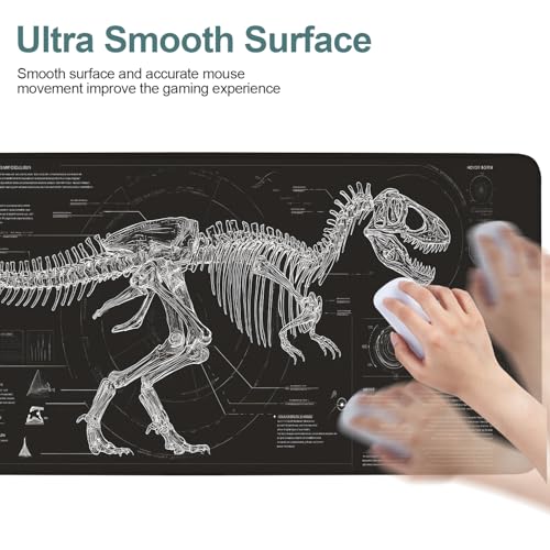 LEIWEIHOPE Dinosaur Skeleton Extended Gaming Mouse Pad 33x11.8 Inches - Large Desk Mat for Gaming & Office, Non-Slip Rubber Base