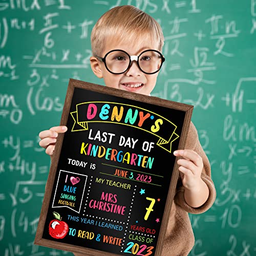 First & Last Day of School Sign Board for Kids - 11x14 Inch Reusable Chalkboard for Preschool & Kindergarten