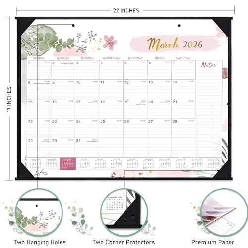 2026 Desk Calendar - Desk Calendar 2026, 22" x 17", Jan 2026 - Dec 2026, 12 Monthly Desk/Wall Calendar, Large Ruled Blocks, Notes, Thick Paper, Corner Protector