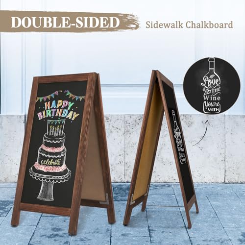 AMUSIGHT 40x20 Inch Double-Sided Wooden Chalkboard Sign A-Frame Outdoor Menu Board