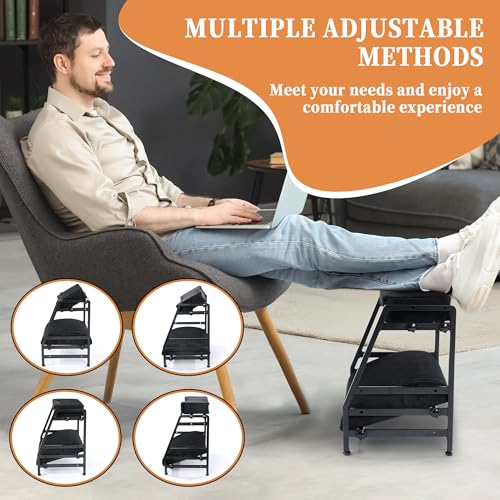Balapet Adjustable Double Step Footrest with Washable Cover – Black, Ergonomic Under-Desk Foot Rest