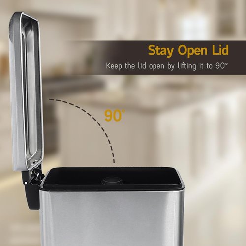 JM ·YIPENG Bathroom Trash Can, 10L/2.6 Gallon Stainless Steel Step Slim Garbage Can, Pedal Trash Bin with Removable Liner Bucket, Soft Close Lid, Rectangle Trash Bin for Office, Kitchen, Bedroom