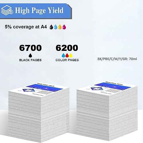 552 Black Ink+ Dye Ink Color 552 Compatible Refill Bottle Ink Replacement 552 T552 Work ET-8500 ET-8550 Printers (6 Packs, BK/PBK/C/M/Y/GR 70ml)