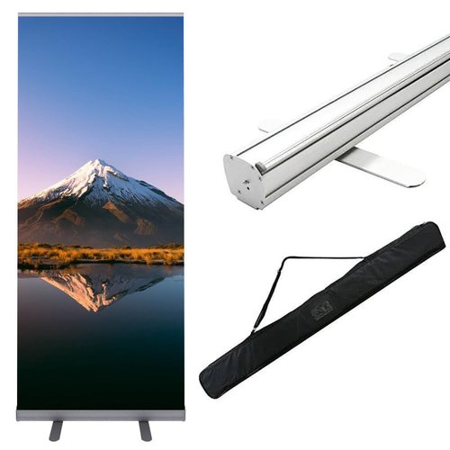 4Signsplus Custom Retractable Banner with Aluminum Frame - Portable, Durable & Easy Setup - For Events, Promotion & Advertising (Silver Stand, 33"x81")