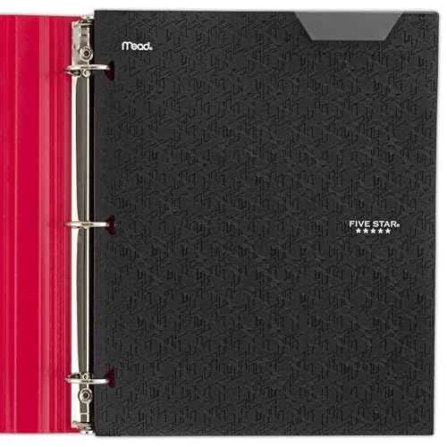 Five Star 2-Pocket Folder, Plastic Folder with Stay-Put Tabs, Fits 3-Ring Binder, Holds 8-1/2" x 11" Paper, Black (333420G-ECM)