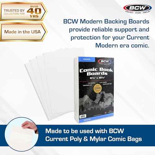 BCW Modern Comic Backing Boards - 200 Pack | Certified Acid-Free, Lab-Tested Archival Quality Comic Book Boards | Ideal for Comic Book Storage and Preservation