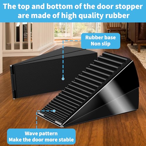 AIMAXINKE Heavy Duty Door Stop Wedge - Large Steel Bottom of Door Blocker, Black - 1 Pack