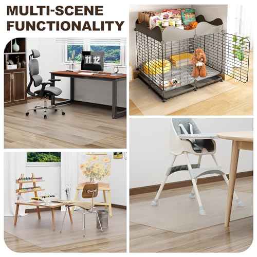 Clear Office Chair Mat, 50"x 60" No Slip Vinyl Desk Chair Mat for Hard Floors, 2mm Thick Heavy-Duty Computer Floor Mat, Waterproof Rolling Chair Floor Protector for Home Office