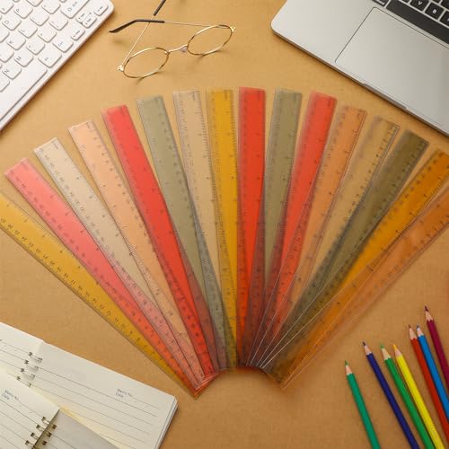 Panelee 306 Pcs 12 Inch Plastic Ruler Color Transparent Colorful Metric Clear Ruler with Inches and Centimeters for Kids School Home Classroom Office Back to School Gifts Supplies