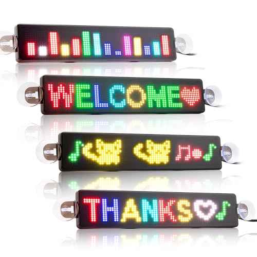 Leadleds Scrolling Led Sign, USB 5V Led Car Sign Bluetooth App Control Custom Text Animation Graffiti Programmable LED Display for Car Store Bar Business(RGB)