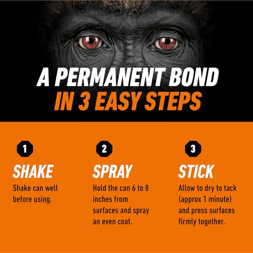 Gorilla Heavy Duty Spray Adhesive 14 Oz - Multi-Purpose Repositionable Clear Glue