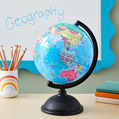 Juvale 8-Inch Multicolor World Globe for Kids & Classroom - Educational Desk Globe with Plastic Stand