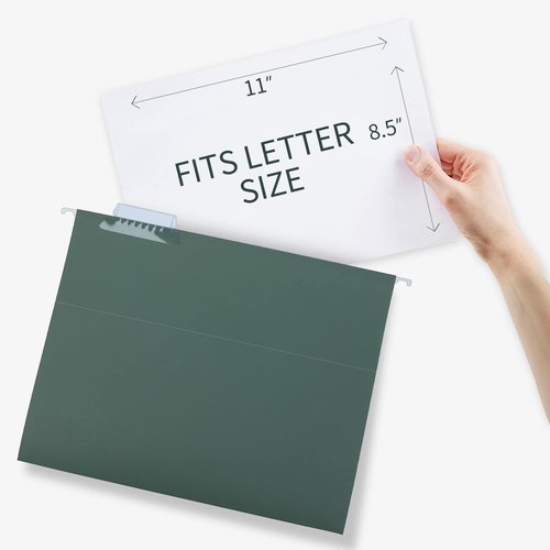 HERKKA Hanging File Folders, 80 Pack Reinforced Letter Size Hanging Folders with Heavy Duty 0 Inch Expansion, Designed for Bulky Files, Medical Charts, 1/5-Cut Adjustable Tabs, Green