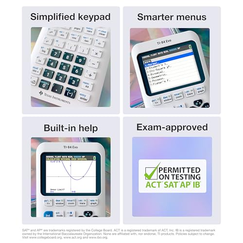 Texas Instruments TI-84 Evo Graphing Calculator White - Fast, Clear Visuals & Classroom-Ready
