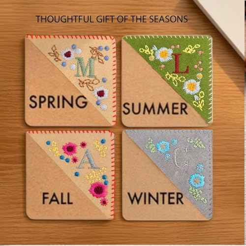 Embroidered Corner Bookmark with Initial, Handmade Fabric Page Marker for Readers, Personalized Book Corner Gift for Women, Friends, Journal Use