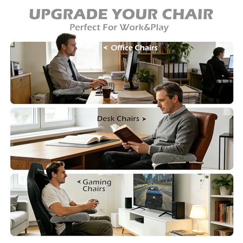 LVYSHOW Soft Armrest Pads for Office Chair – Comfort Elbow Cushions with Anti-Slip Straps