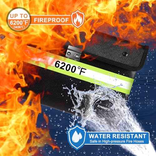 6200¢µ Insulated Fire Proof Money Bag for Cash with Lock,Fireproof Waterproof Document Pouches with Double-Sided Reflective Strip,Money Envelopes for Cash,Valuables,Jewelry