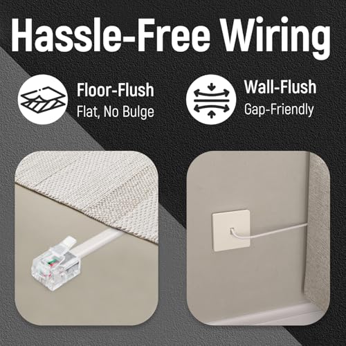 Uvital 10FT White Phone Extension Cord RJ11 Landline Cable for Home & Office