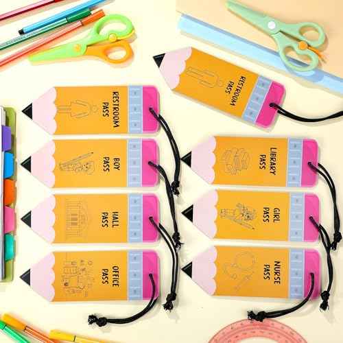 8 Pcs Magnetic Hall Pass Bathroom Passes for Classrooms Resuable Waterproof Back to School Supplies for Classrooms Hall, Library, Restroom, Office, Nurse, Teacher Supplies(Pencil Style)