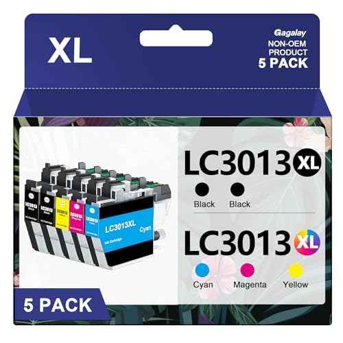 LC3013XL LC3011 Ink Cartridges BK/C/M/Y for Brother LC3013 Ink Cartridges LC3011XL LC3011BK LC3013BK Compatible for MFC-J497DW MFC-J491DW MFC-J895DW MFC-J690DW, 5 Pack