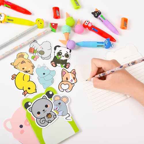 LiYiQ 247 Pcs Return Gifts for Birthday, Student Birthdays Gifts from Teacher, Stationery Set for Classroom Gifts, Pencil Erasers Notesbook Stickers for Classroom Birthday Goodie Bags Rewards Prizes