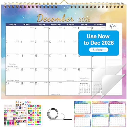 Gannyfer 2026 Wall Calendar, 18 Monthly Desktop/Wall Calendar 2025-2026, July 2025 to Dec 2026, 11" x 8.5" Magnetic Fridge Wall Planner for Your Family, School or Office (3 Stickers Included)