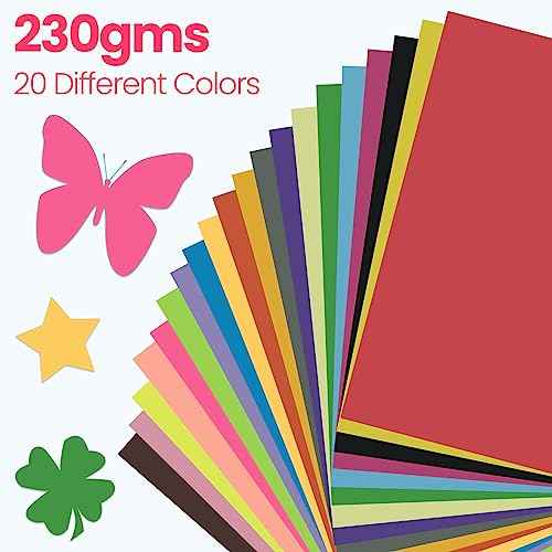 Thenshop 500 Sheets Cardstock 8.3'' x 11.5'' A4 Card Stock Paper 230GSM Cardstock Printed Paper Heavyweight Construction Card Stock for DIY Craft Scrapbook Sketch School(Multicolor)