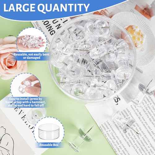30 PCS Jumbo Push Pins for Bulletin Board, Large Thumb Tacks for Wall, 1.81 Inch, Giant Clear Thumbtacks, Pin Tacks for Cork Board Hanging Maps Photos Posters Calendar, Office School Supplies