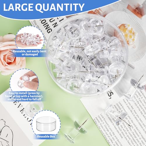 DANRONG 30Pcs Jumbo Push Pins for Bulletin Board - Clear, Large Thumb Tacks, 1.81in